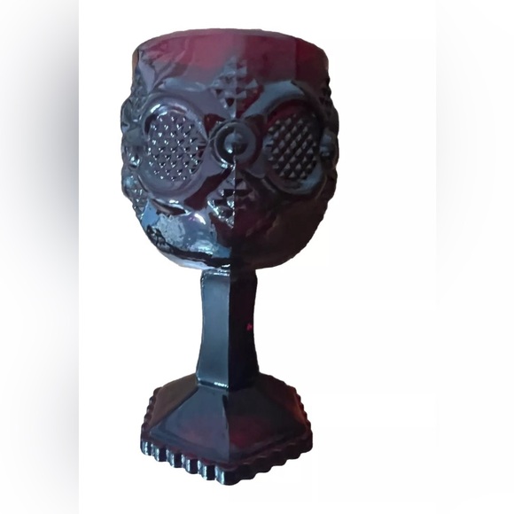 Vintage Avon Cape Cod 1876 Ruby Red Glass 1 Small Cordial Wine Goblet Textured - Picture 4 of 10